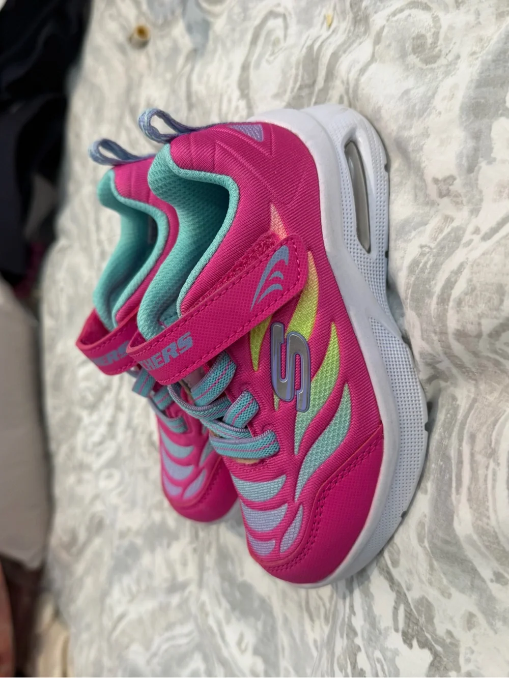 Skechers Kids Hot Pink and Teal Velcro Athletic Sneakers